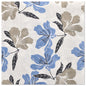 PAPSTAR 20 Servietten (40 cm x 40 cm, 3-lagig, 1/4-Falz) von der PAPSTAR GmbH zeigen ein sich wiederholendes blau-beiges Blumenmuster mit schwarzen Blättern und Stielen auf Weiß und verleihen jedem gedeckten Tisch Eleganz.