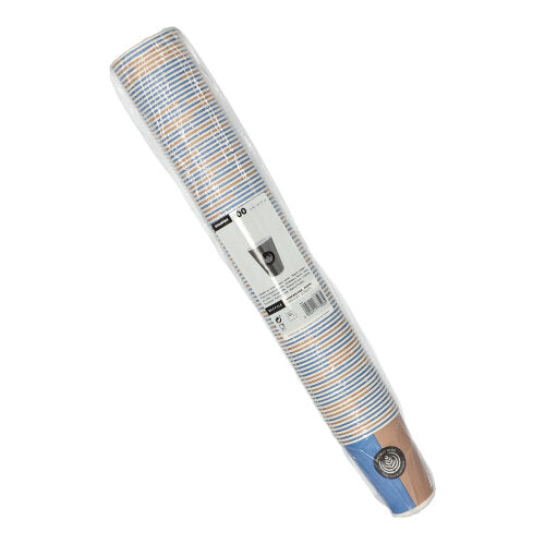 En förpackning med 100 Starpak "To Go"-pappersmuggar (0,18 l, Ø 7,01 cm, höjd 9,2 cm), förpackade i praktisk plastfolie för enkel hantering och överskådlig förpackning.