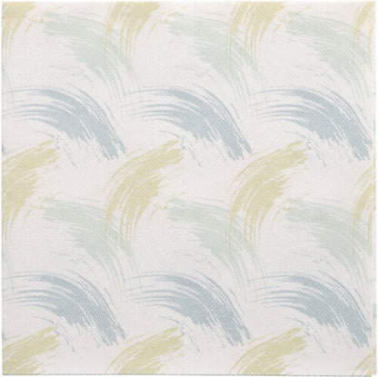 En kvadratisk platta med pastellfärgade bågar i ljusblått, grönt och beige på vitt - det är elegansen hos PAPSTAR 50 servetter "ROYAL Collection" 1/4-vikning 40 x 40 cm blå från PAPSTAR GmbH.