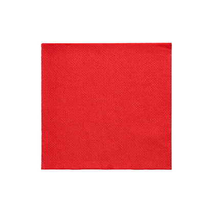 Abgebildet ist eine einzelne rote PAPSTAR Servietten 1/4-Falz Serviette (24x24 cm, "DAILY Collection", 20 Stück) der PAPSTAR GmbH vor weißem Hintergrund.