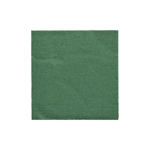 En enkel, kvadratisk PAPSTAR servett 1/4-vikning (24x24 cm) i mörkgrön från "DAILY Collection" (20 stycken) av PAPSTAR GmbH ligger i mitten på vit bakgrund.