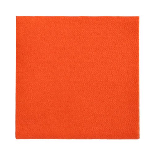 En enskild orange PAPSTAR 150 servetter "DAILY Collection" 1/4-vikning (32 x 32 cm) från PAPSTAR GmbH ligger platt på en vit bakgrund.