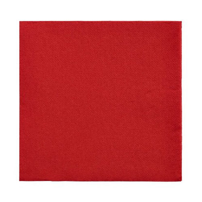 En 150 servetter "DAILY Collection" (1/4-vikning, 32x32 cm) från PAPSTAR GmbH är avbildad i enfärgad röd på vit bakgrund och består av högkvalitativt papper utan synliga mönster eller designer.