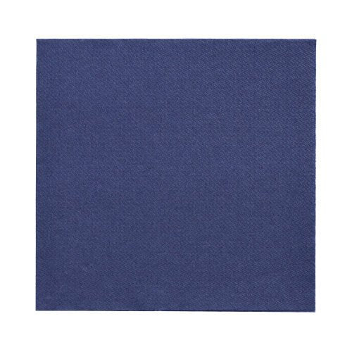 Avbildade är enkla, mörkblå PAPSTAR 150 servetter "DAILY Collection" 1/4-vikning 32x32 cm från PAPSTAR GmbH på vit bakgrund.