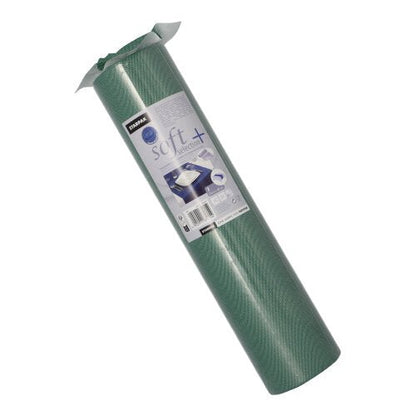 En upprullad Starpak-bordslöpare (tyg-liknande, fleece "Soft Selection Plus", 24 m x 40 cm) med utförlig etikett står upprätt mot en vit bakgrund. Den premium bordslöparen är idealisk för speciella tillfällen.