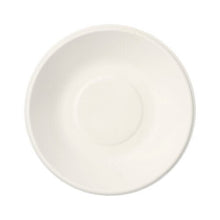 En enkel vit PAPSTAR 12 skålar, sockerrör "pure" från PAPSTAR GmbH, sedd ovanifrån med enkel rund form och central fördjupning – ett elegant, miljövänligt alternativ till engångsservis.