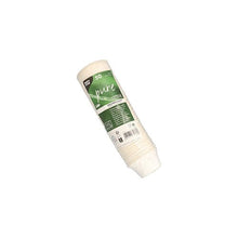 En stapel vita PAPSTAR dressingkålar av sockerrör (50 stycken), 6 cm, miljövänliga, förpackade i krympfolie - det miljövänliga engångsserviset från PAPSTAR GmbH.