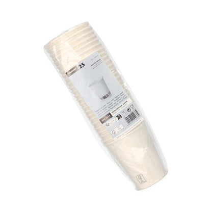 Starpak 25 pappersmuggar, 0,2l, Ø8cm, 9,2cm hög, vit och individuellt insvept i plastfolie med etikett (produktinformation & streckkod); Perfekt som praktisk mugg för evenemang.
