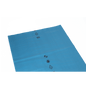 En platt blå plastfolie (DEISS 90039, 800x1200x0,1 mm, förpackning 1 styck) från EMIL DEISS KG (GmbH + Co.) med återvinningssymboler och det svarta numret 65, som är designad för långvarig lagring. Avbildad på en enfärgad vit bakgrund.