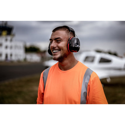 NITRAS MUTE DEFENDER PRO, hörselkåpor, svart/röd, EN 352-1 plast | Förpackning (1 st)