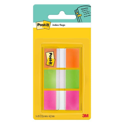 Post-it® Index-flikarna från 3M Deutschland GmbH innehåller en dispenser med 60 orange, rosa och gröna flikar (25,4 x 43,2 mm) - perfekt för att markera dokument. En dispenser per förpackning.