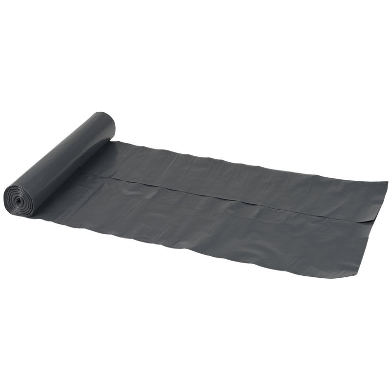 En rulle Abena Re-Seller GmbH soppåsar 120 L (700x1100 mm, 70 my LDPE, svart, rulle med 10 påsar) är delvis avrullad, där flera sammanhängande påsar ligger platt på en vit bakgrund.