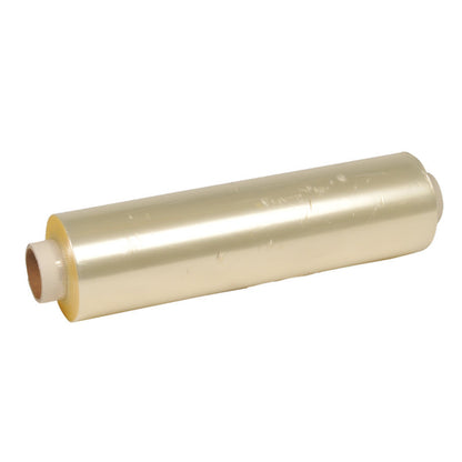 Abena Re-Seller GmbH Frischfolie, PE, operforerad, 12 my: Transparent plastfolie med pappkärna för att försluta livsmedelsbehållare eller täcka färskvaror; idealisk som livsmedelsförpackning.