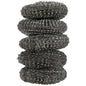 Ett paket med fem 16 g skurplattor från Abena Re-Seller GmbH, var och en i skivform och gjord av lindad metalltråd - perfekt för köksrengöring och skrubbning av grytor och pannor.