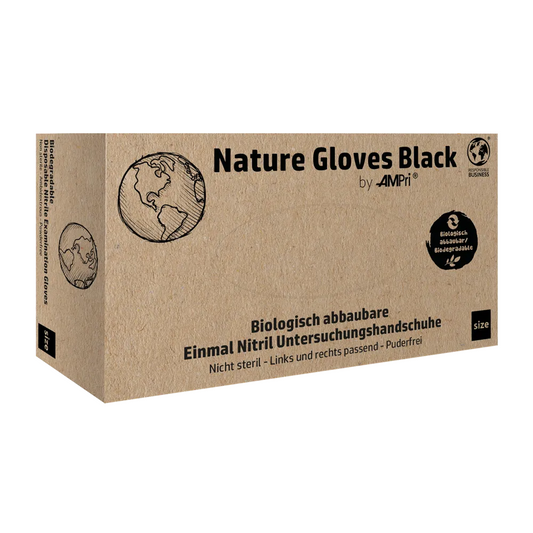 Ampri Nature Gloves Svarta nitrilhandskar Biologiskt nedbrytbara, svart | Box (100 stycken)