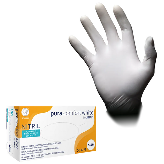 Ampri Puracomfort White Nitrile Gloves, White | Box (100 stycken)