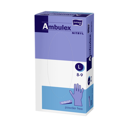 Ambulex nitrilhandskar violett pulveriserade