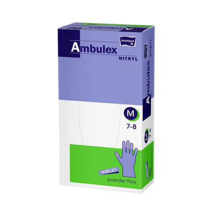 Ambulex nitrilhandskar violett pulveriserade