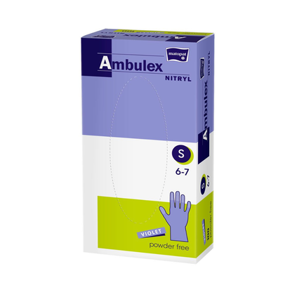 Ambulex nitrilhandskar violett pulveriserade