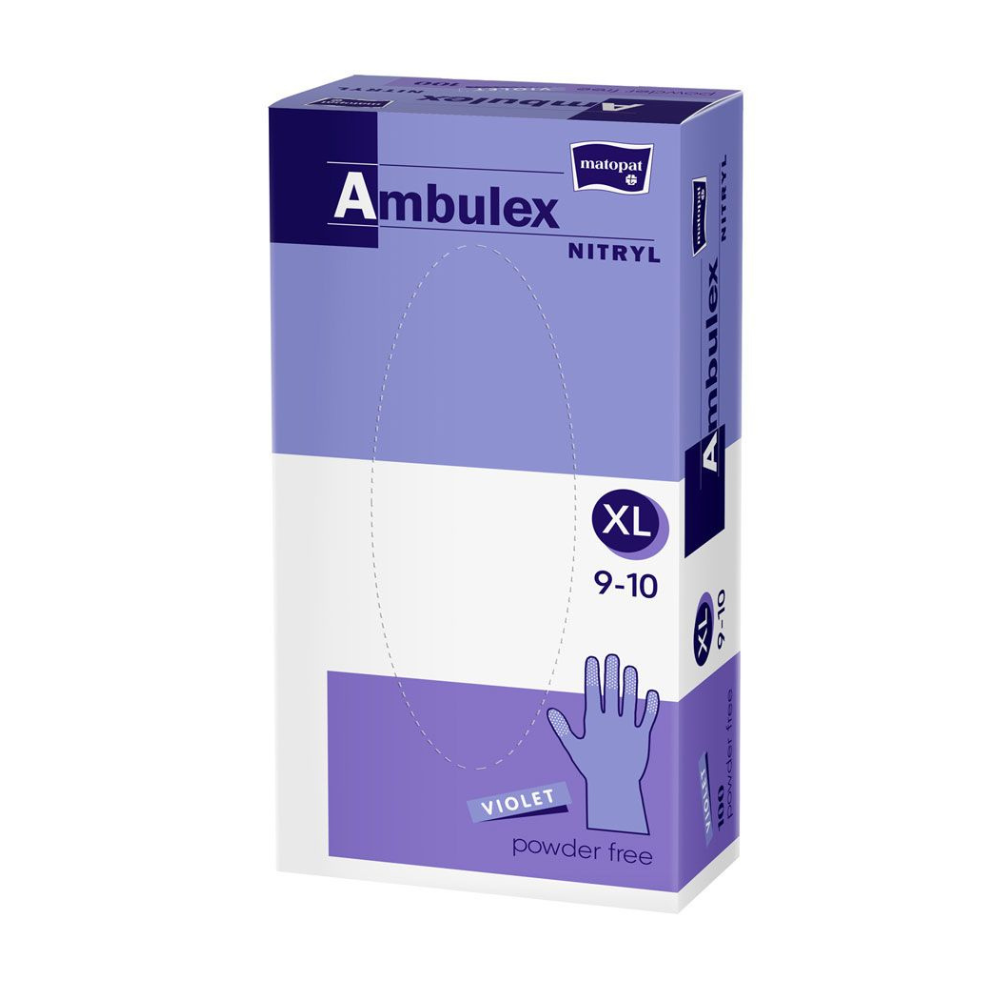 Ambulex nitrilhandskar violett pulveriserade