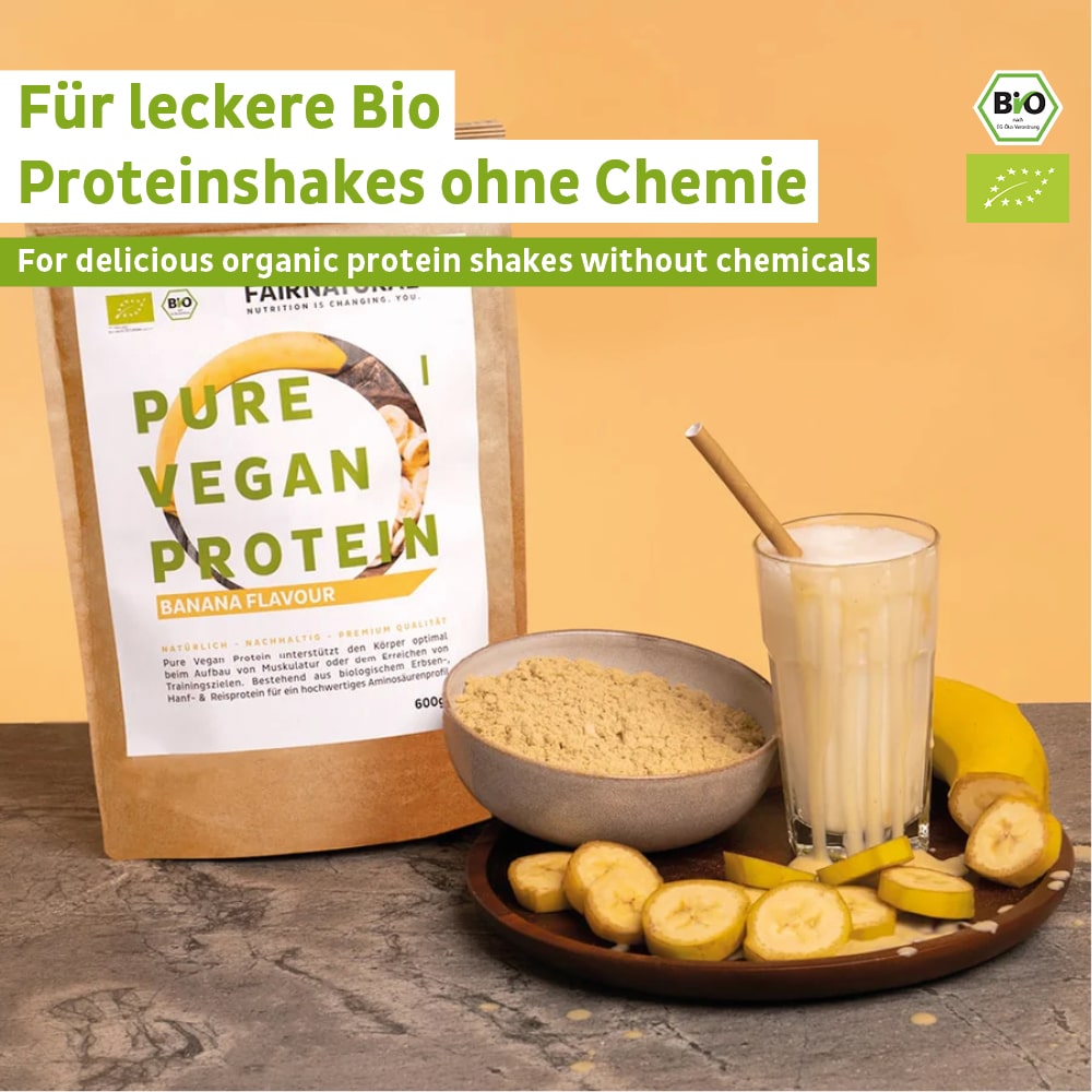 Ekologisk vegansk proteinpulver banan utan soja