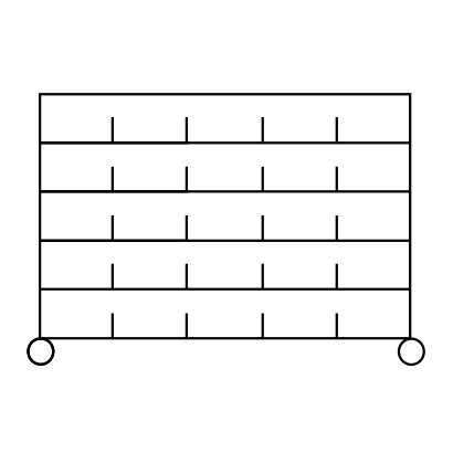 Der Novocal Sortierregalwagen ist ein rechteckiges vierstöckiges Regal aus vernickeltem, hochglanzverchromtem Präzisionsstahl mit fünf vertikalen Teilern pro Reihe und Kreisen an den unteren Ecken. Kommt als eine Packung mit 4 Eckpfosten.