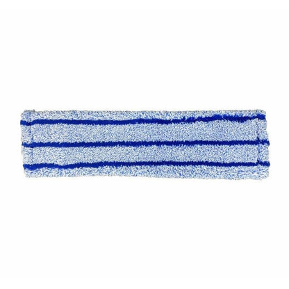 Arcora Flachpressmopp Runner Blue 2.0 Db-Fc med omslag och special polyester väska från Arcora International GmbH är en rektangulär blå-vit mikrofibermoppkudde, idealisk för professionell rengöring, i kartong med 75 stycken.