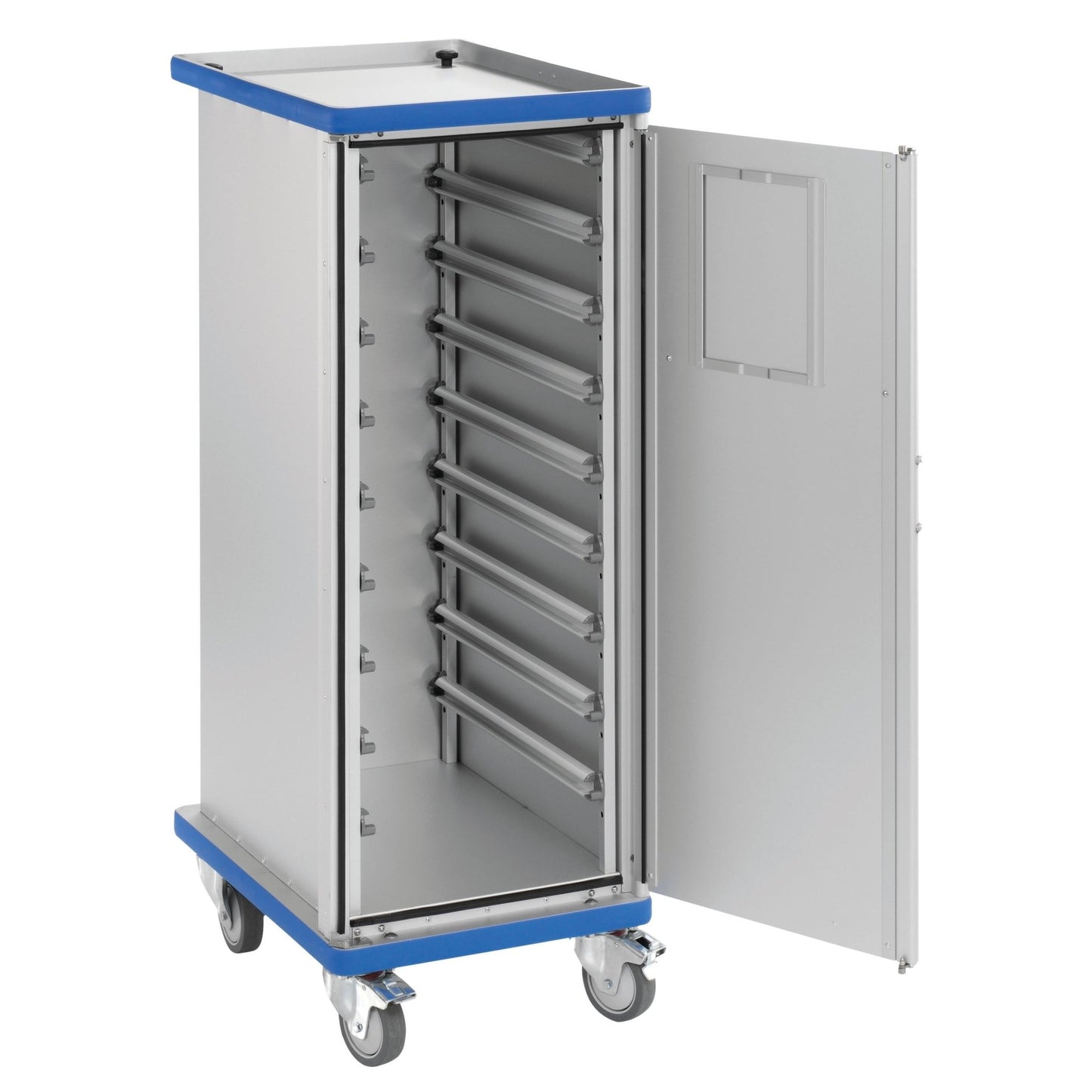 Novocal stängd modulvagn har två dörrar med rigellås, en robust konstruktion av anodiserad aluminium och är idealisk för säker och effektiv lagring eller transport.