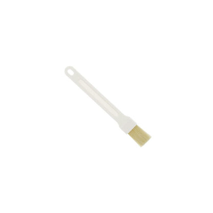 Den PLATTPENSELN, PBT ø0,20MM från Haug Bürsten KG är en vit plastpensel med beige PBT-borst och ett handtag med upphängningshål, avbildad på en enkel vit bakgrund.