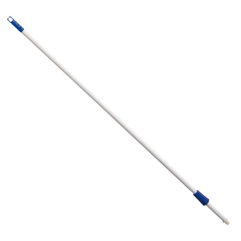 En Haug Bürsten KG KVASTSKAFT, STÅLRÖR, BLÅ 1400MM, YTTERDIAMETER 21MM är diagonalt avbildad mot en enkel vit bakgrund.