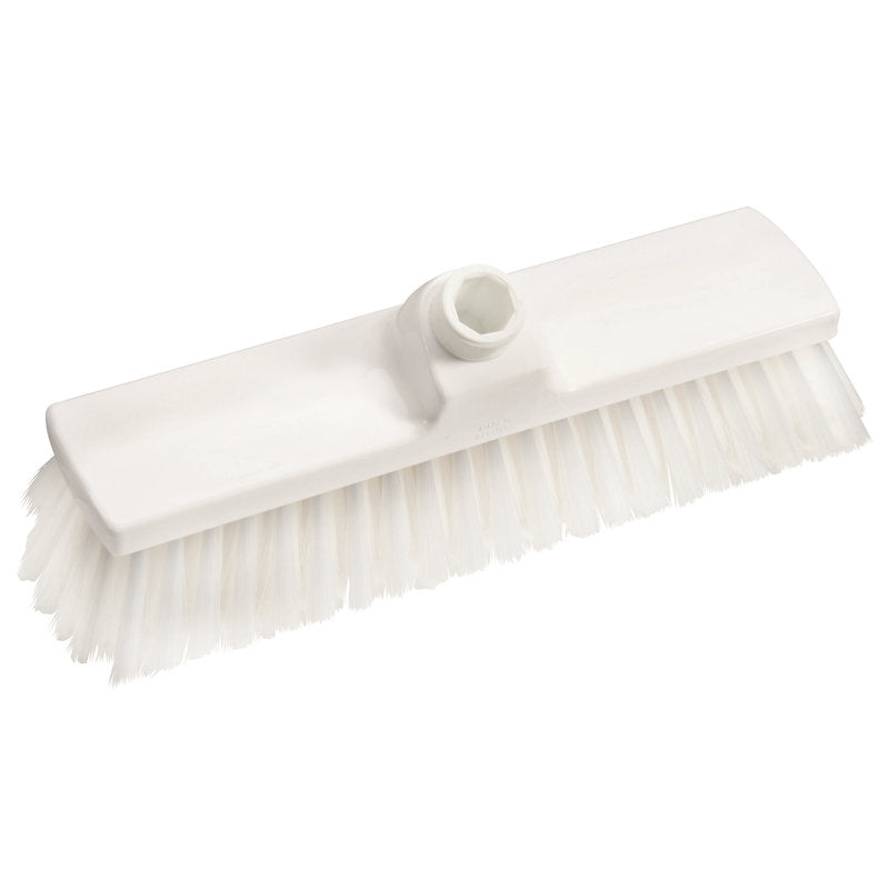 Den BESEN, PBT MJUK 300X70X50MM, OSLITSAD från Haug Bürsten KG är en vit kvast med mjuka, i rader arrangerade borst av PBT och rektangulärt huvud med central pinnehål. Idealisk för effektiv rengöring.