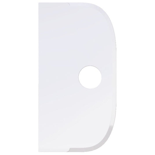 Den STORA SKRAPAN, PP, FLEXIBEL, 230x118 mm från Haug Bürsten KG är en vit, rektangulär avstrykare av polypropen med rundade kanter, en välvd höger sida och ett cirkelformat hål i mitten. Bakgrunden är enfärgad vit.