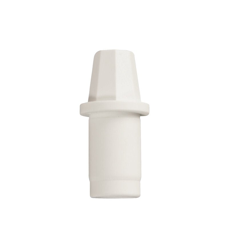 KONUS FÖR UTSIDAN-ø 25MM, VIT 61Xø 30MM från Haug Bürsten KG är en vit plastplugg med cylindrisk bas, sexkantigt övre del och krage, avbildad på vit bakgrund.