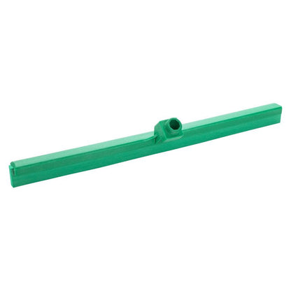 Den gröna VATTENSKRAPA, LIVSMEDELSKVALITET. 1-LÄPPIG, 620x35x25mm från Haug Bürsten KG av plast med central skaftfäste är idealisk för hygienisk rengöring inom livsmedelsindustrin.