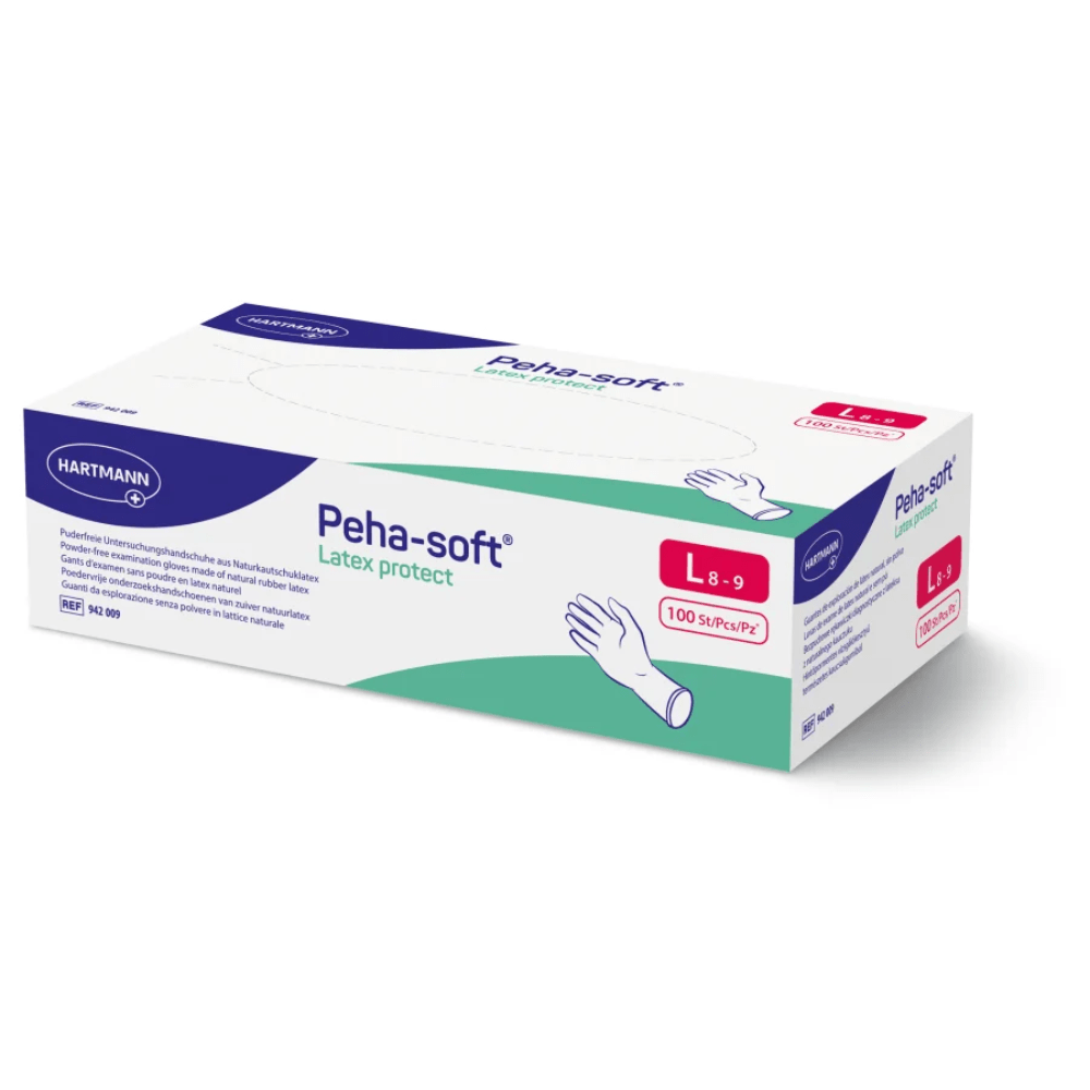 Hartmann Peha-soft® Latex protect, puderfri undersökningshandske, storlek L