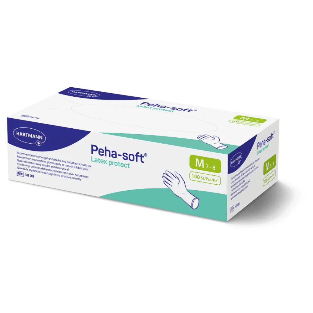 Hartmann Peha-soft® Latex protect, puderfri undersökningshandske, storlek M