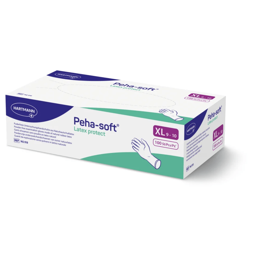 Hartmann Peha-soft® Latex protect, puderfri undersökningshandske, storlek XL