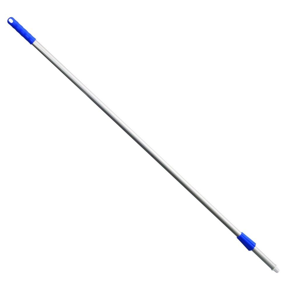 Haug Alustiel 1450 mm ø 25MM från Haug Bürsten KG är ett långt, smalt kvastskaft med blått handtag och skruvlock, tillverkat av anodiserat aluminiumrör i ljusgrått. Den uppfyller HACCP-standarder och kan enkelt fästas på vilket rengöringshuvud som helst.