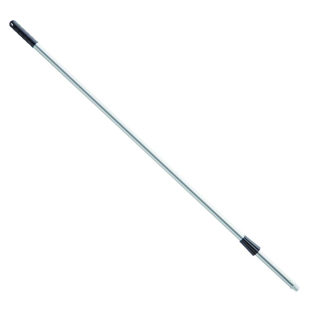 Haug Bürsten KG Alustiel 1450 mm ø 25MM, lång och silverfärgad med svart handtag, har ett anodiserat aluminiumrör med justerbara sektioner och en säker låsmekanism som uppfyller HACCP-standard för säkerhet och kvalitet. Finns i olika färger.