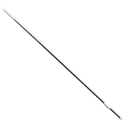 Den teleskopiska stången Haug Alustiel 1450 mm från Haug Bürsten KG är lång, vit och HACCP-kompatibel, med handtag och konisk spets.