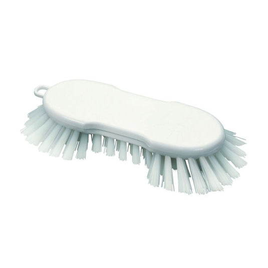 Haug tvättborste PBT vit från Haug Bürsten KG har styva PBT-fibrer och ett ergonomiskt handtag, vilket gör den idealisk för effektiv ytrengöring. Mått: 225 x 72 x 55 mm.