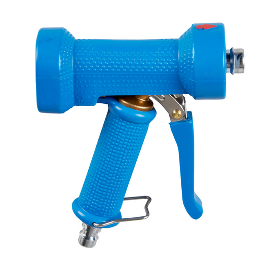 Die Kiehl LW FOC Sprühpistole von Johannes Kiehl KG, passend für ARCANTEC, mit Anschlussstück für Schlauch 15 und 25, wird seitlich vor weißem Hintergrund gezeigt.