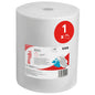 Den vita WypAll® X60 General Clean storarullen från Kimberly-Clark GmbH är utrustad med en röd etikett med texten "1 x", en bild av en handduk, produktnummer 8349 och en streckkod; den innehåller 1 rulle (650 ark) för effektiv rengöring.