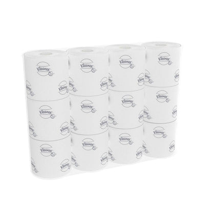 En kartong från Kimberly-Clark GmbH innehåller 8 förpackningar Kleenex® toalettpapper med vardera 12 små vita rullar (250 ark/rulle) - perfekt när du behöver mer än en 8-pack eller föredrar praktiska små rullar.