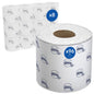 Avbildade är åtta förpackningar Kleenex® toalettpappersrullar små rullar från Kimberly-Clark GmbH med 12 vita små rullar vardera (250 ark per rulle) i märkesförpackning, totalt 96 rullar.