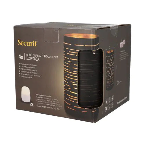 Papstar Securit® ljushållare Ø 8 cm x 15 cm svart/guld
