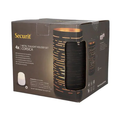 Papstar Securit® ljushållare Ø 8 cm x 15 cm svart/guld