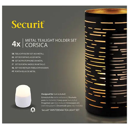 Papstar Securit® ljushållare Ø 8 cm x 15 cm svart/guld