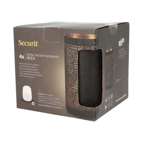 Papstar Securit® ljushållare Ø 8 cm x 15 cm svart/guld