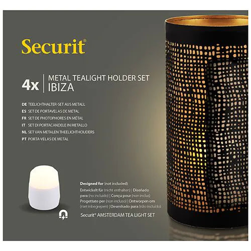 Papstar Securit® ljushållare Ø 8 cm x 15 cm svart/guld